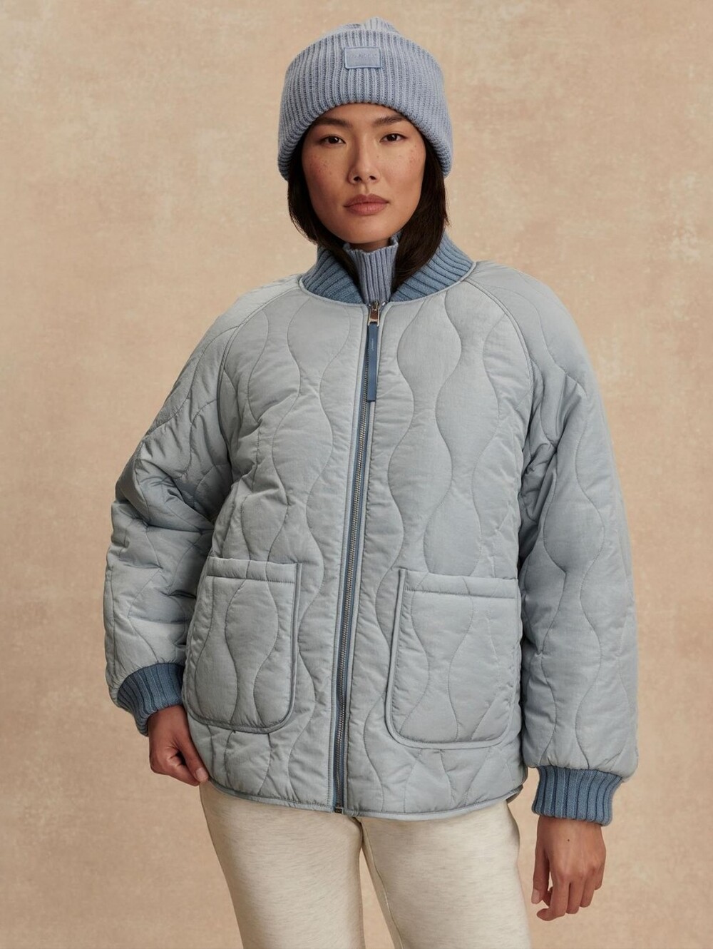 NWT Varley Serina Reversible Quilt Jacket Blue Size M